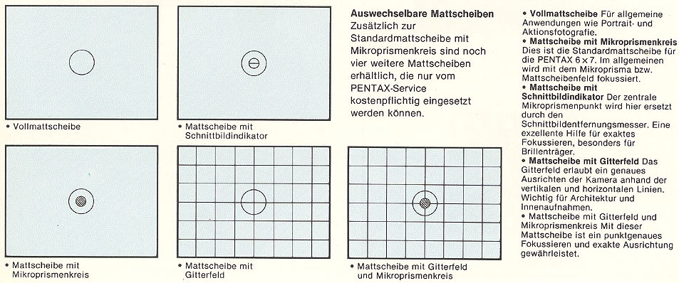 Pentax 6x7/67 BA-61 Microprism Matte Focusing Screen 